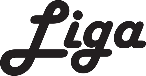the word liga in cursive curved writing